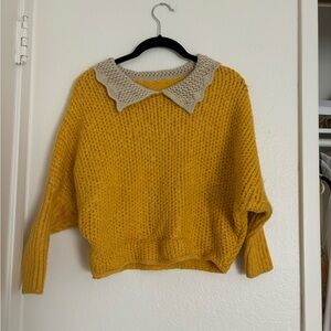 Yellow Peter Pan collar cropped sweater